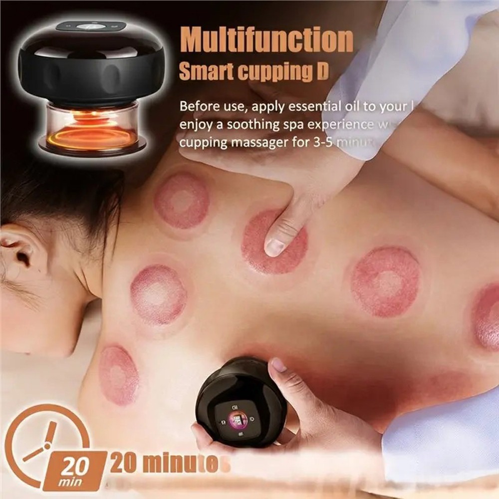 2PC Electric Heating Cupping Therapy Set Gua Sha Anti Cellulite Therapy Massager
