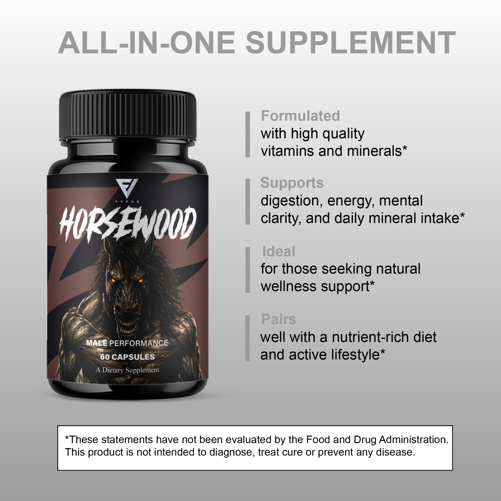 (2 Pack) Horsewood Male Support Supplement, Horse Wood Male Pills (120 Capsules)