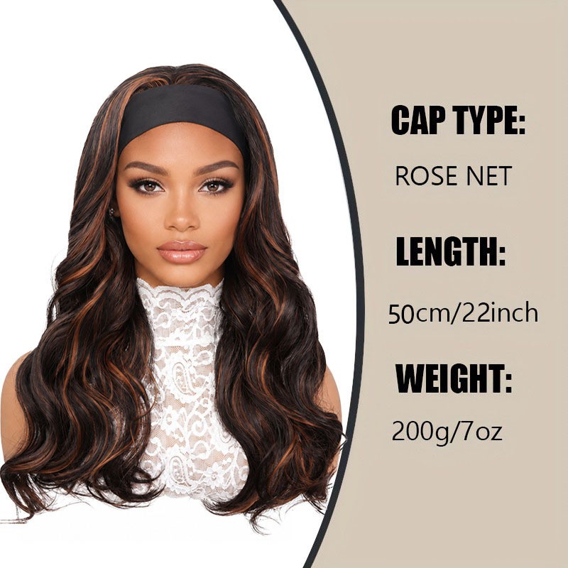Black with Brown Balayage Long Wavy Curly Wig Heat Resistant Synthetic Full
