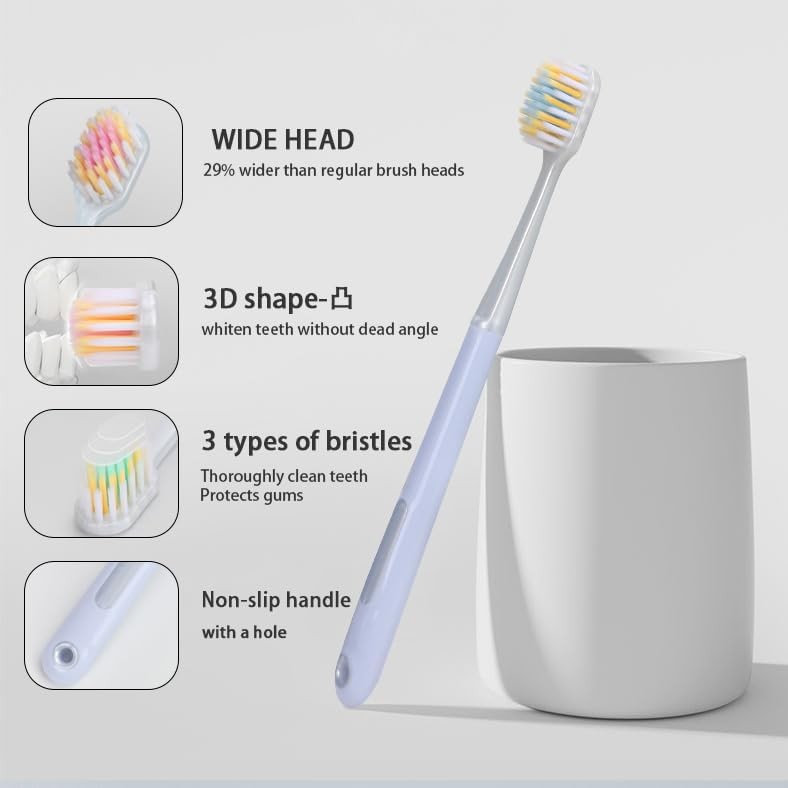 Extra Soft Toothbrush for Adults with Wide Head – Ultra Soft Nano Bristles,
