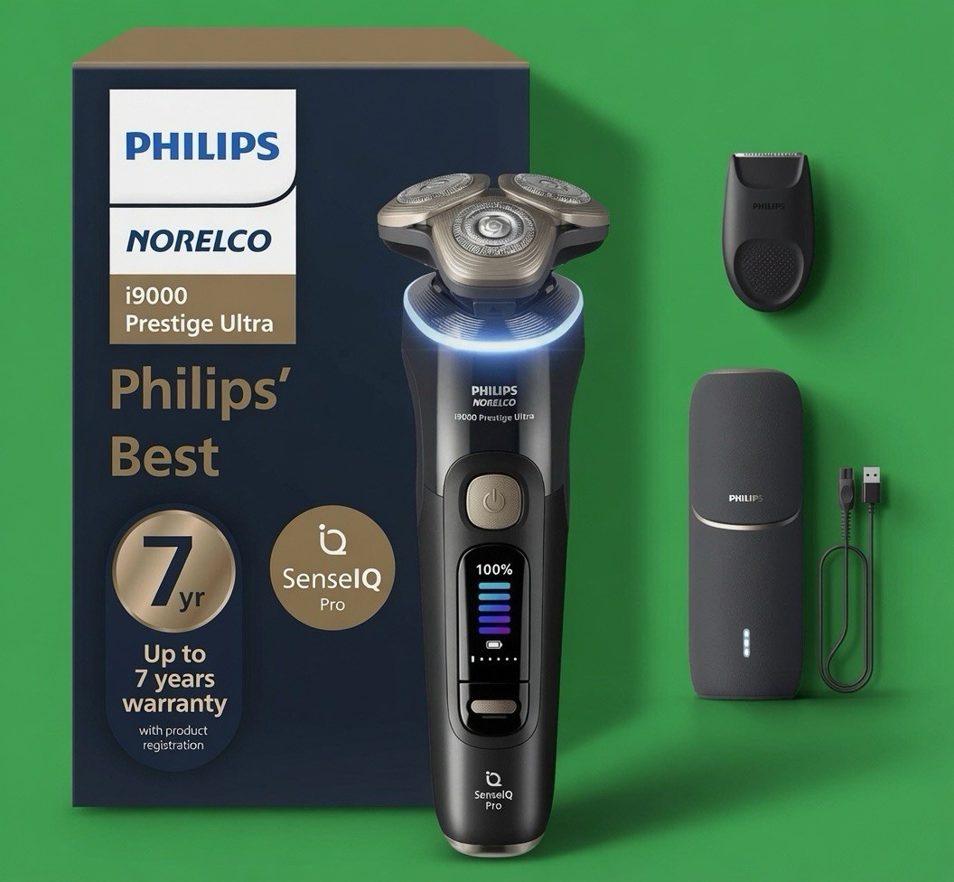 Philips Norelco Shaver i9000 Prestige Ultra Electric Black Wet Dry XP9400/89