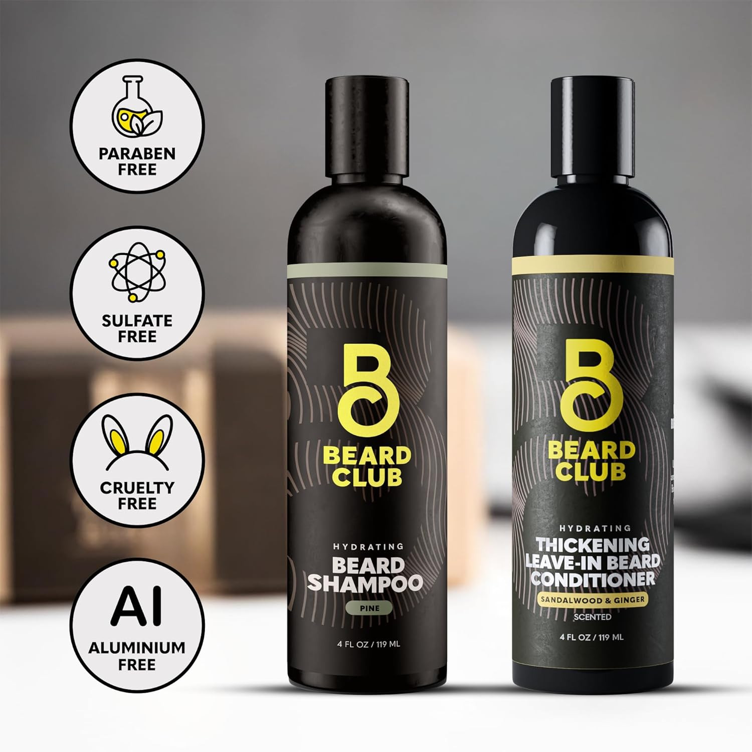 Beard Wash and Conditioner Set – Facial Hair Shampoo & Leave-In Conditioner for