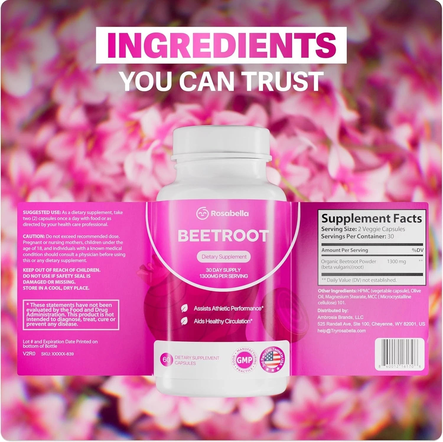Organic Beetroot Capsules, Improve Blood Flow & Daily Vitality
