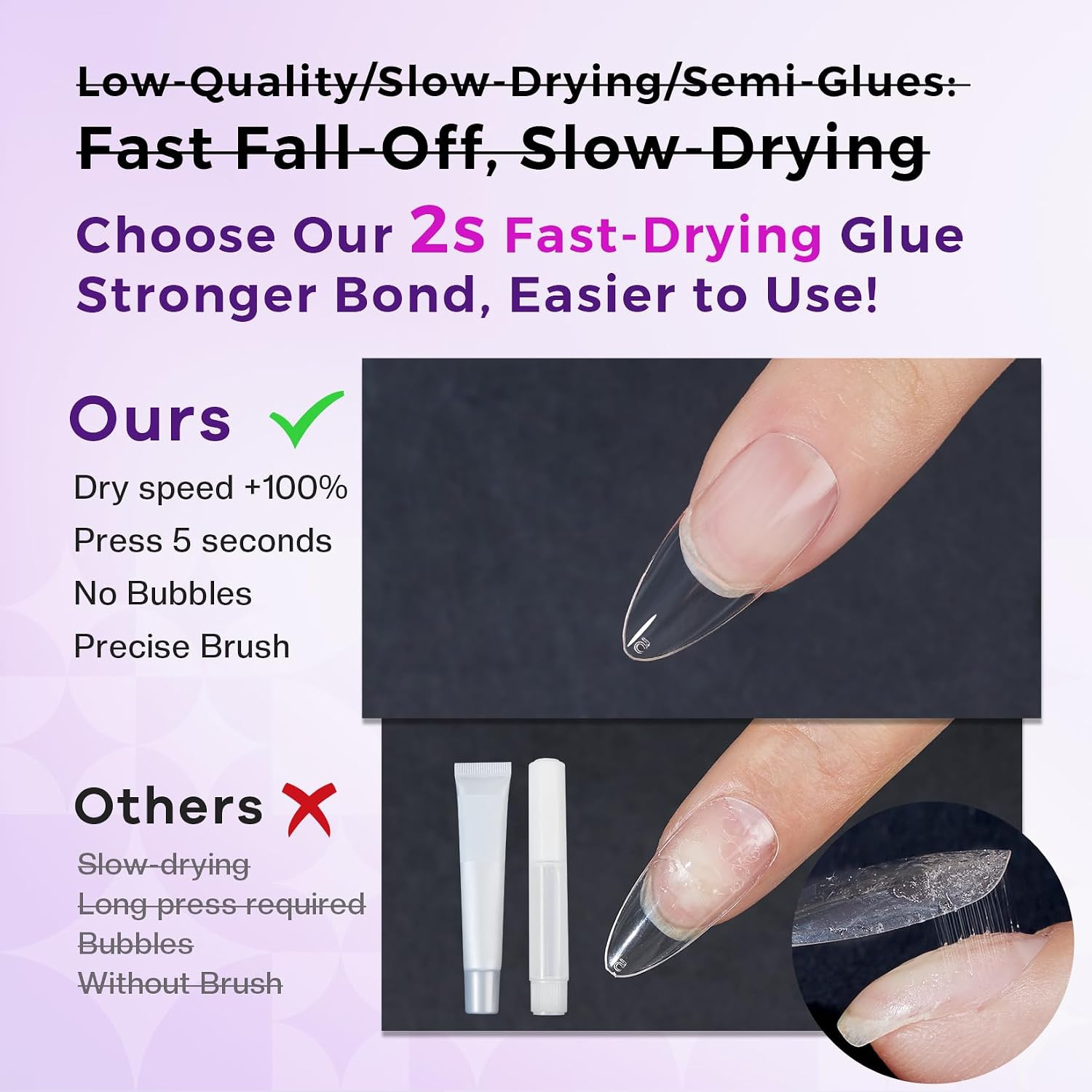 Super Strong Nail Glue: Glue for Press Ons & Acrylic Nails & Fake Nail Tips – 10