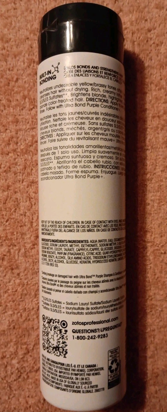 Zotos Age Beautiful Ultra Bond No. 1 Bond Care Purple Shampoo 10.1 fl oz (N016)