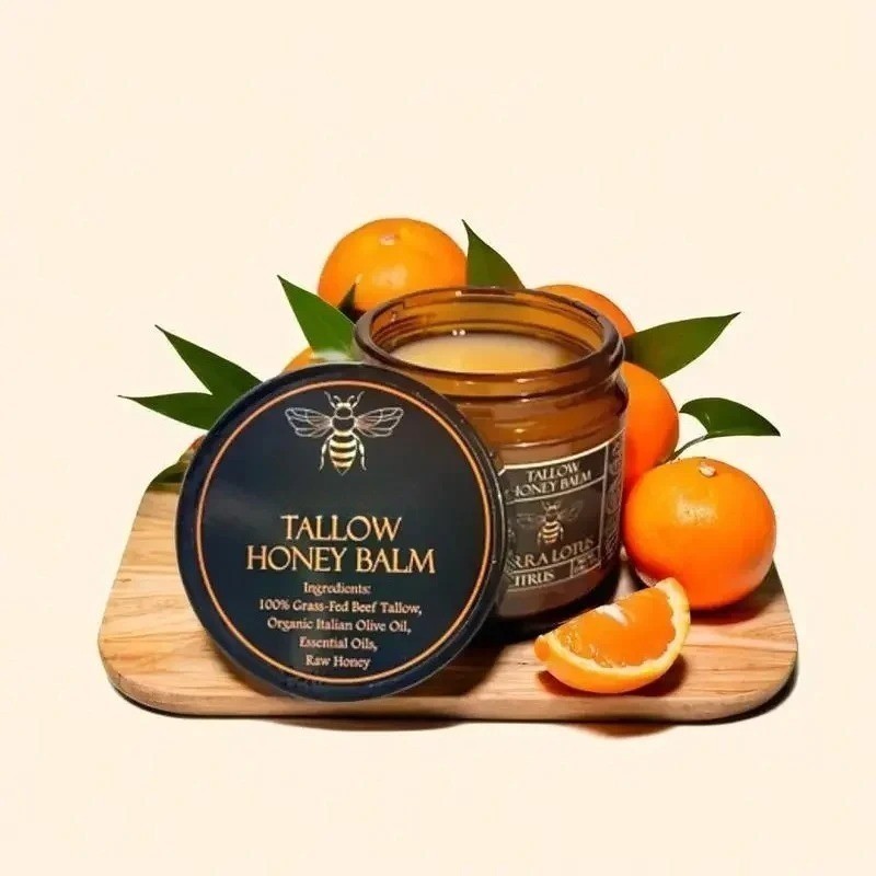 Organic Grass-Fed Beef Tallow Balm with Raw Honey – Citrus Skin Moisturizer NEW