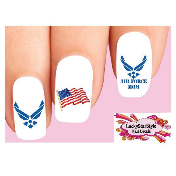 Waterslide Nail Decals Set of 20 – USAF United States US Air Force Mom Assorted