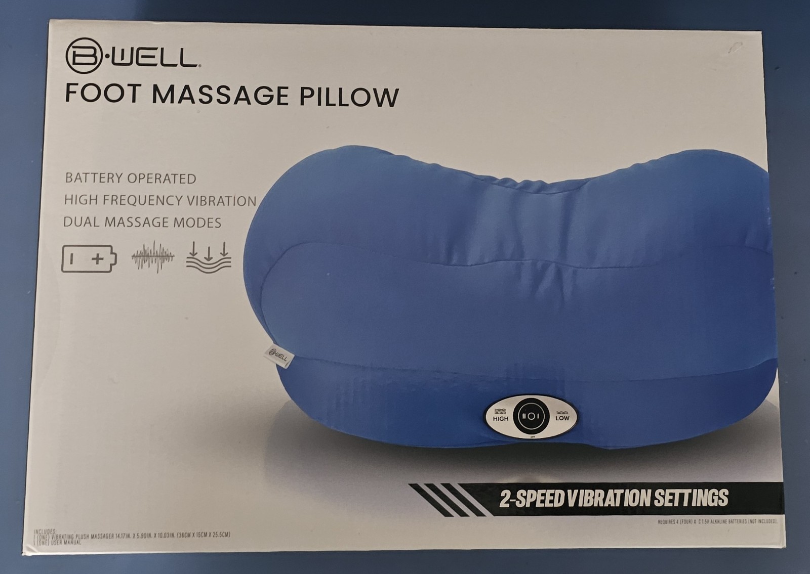 B-WELL FOOT MASSAGE PILLOW (2-SPEED/BATTERY OPERATED) – NEW IN OPENED BOX