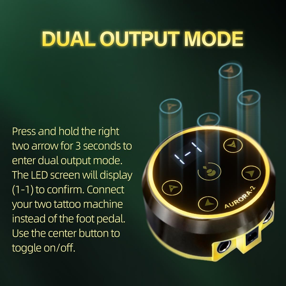 Aurora 2 Tattoo Power Supply Digital Colorful LED Dual Mode Critical Machine