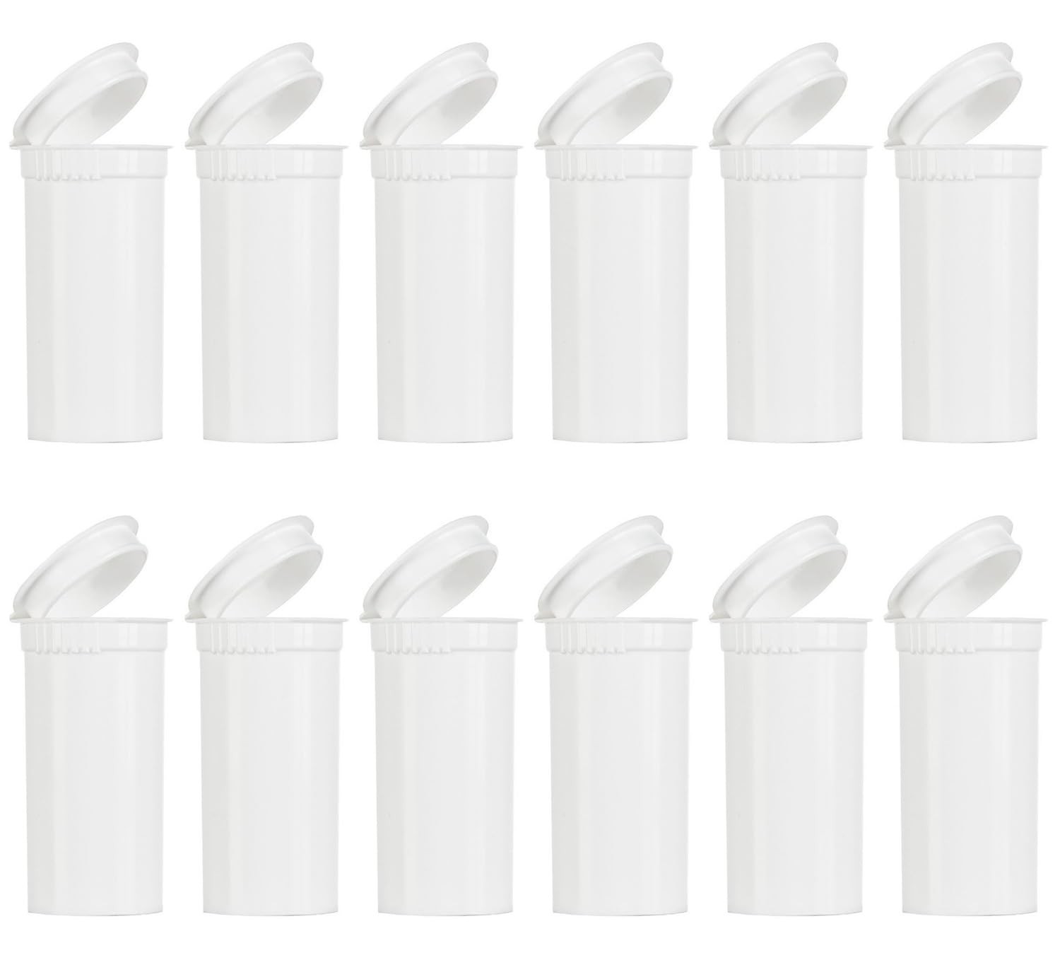 12 Pack Empty Plastic Pill Bottles with Caps, Airtight White Opaque