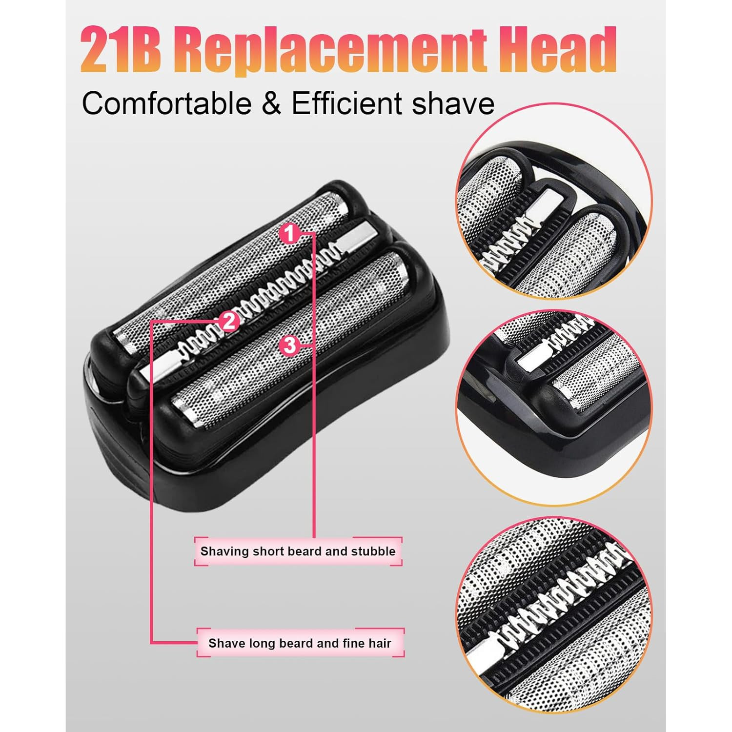 2 Pack Series 3 21B Replacement Head Compatible with Braun S3 | 3010S, 3040S