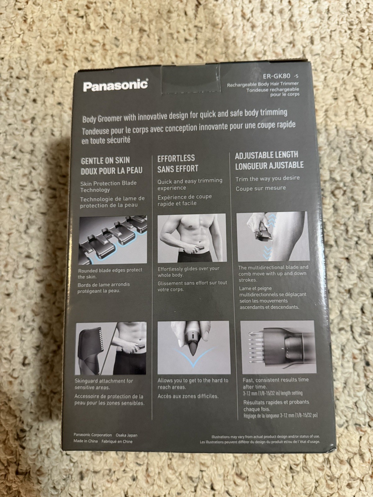Panasonic ER-GK80-S Body Groomer Trimmer Wet Dry Cordless Travel Case Sealed