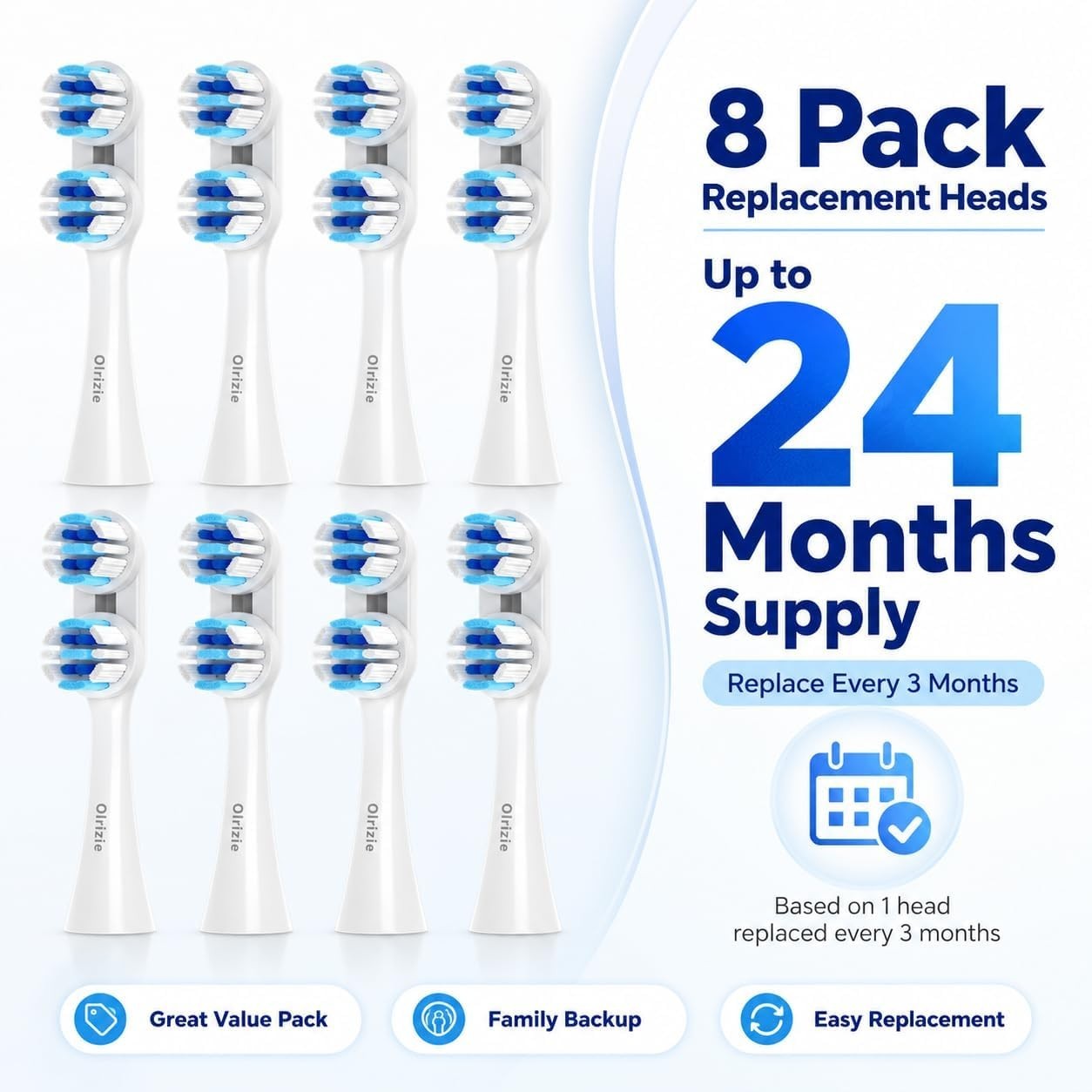 8 Pack Replacement Toothbrush Heads Compatible with Spinbrush Pro Clean, Pro