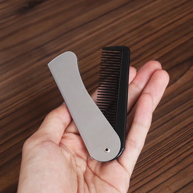 1 Pcs Folding Pocket Combs for Men – Stainless Steel Fine Tooth Hair Beard Combs