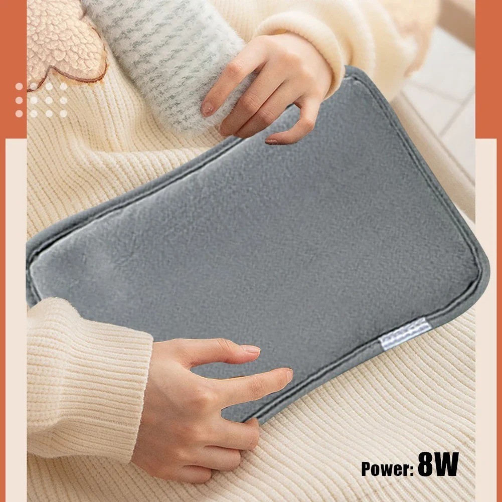 ELECTRIC RECHARGEABLE HOT WATER BOTTLE GREY BED HAND WARMER MASSAGING HEAT PAD