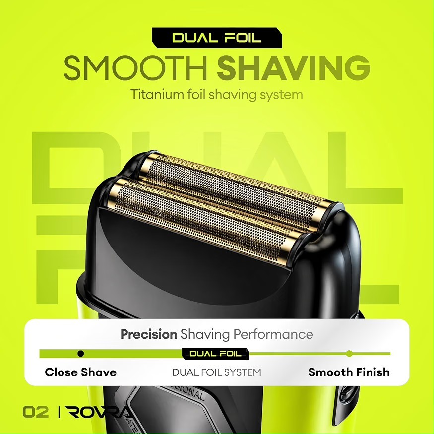 ROVRA 01 Dual Foil Shaver 2-Head Cordless Rechargeable USB Green/Black
