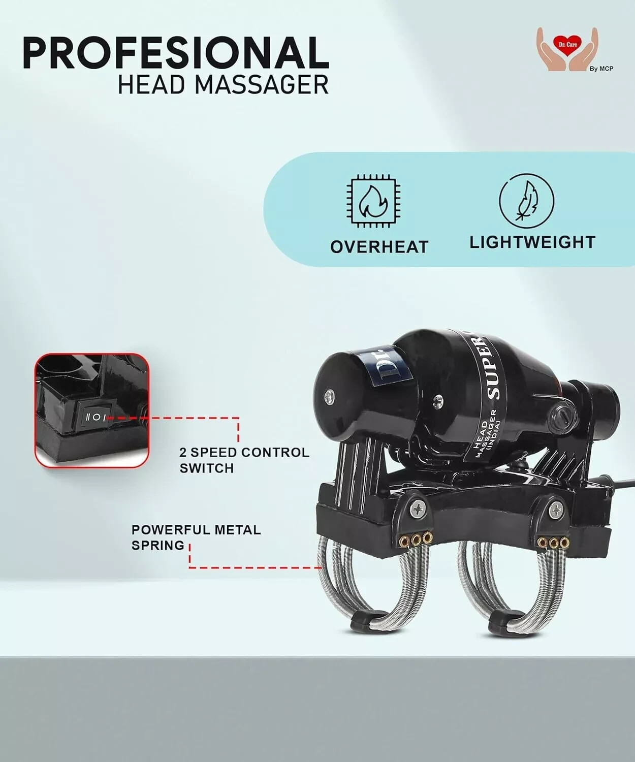 Electric Handheld Double Speed Floating Action Massager For Head And Body Pain