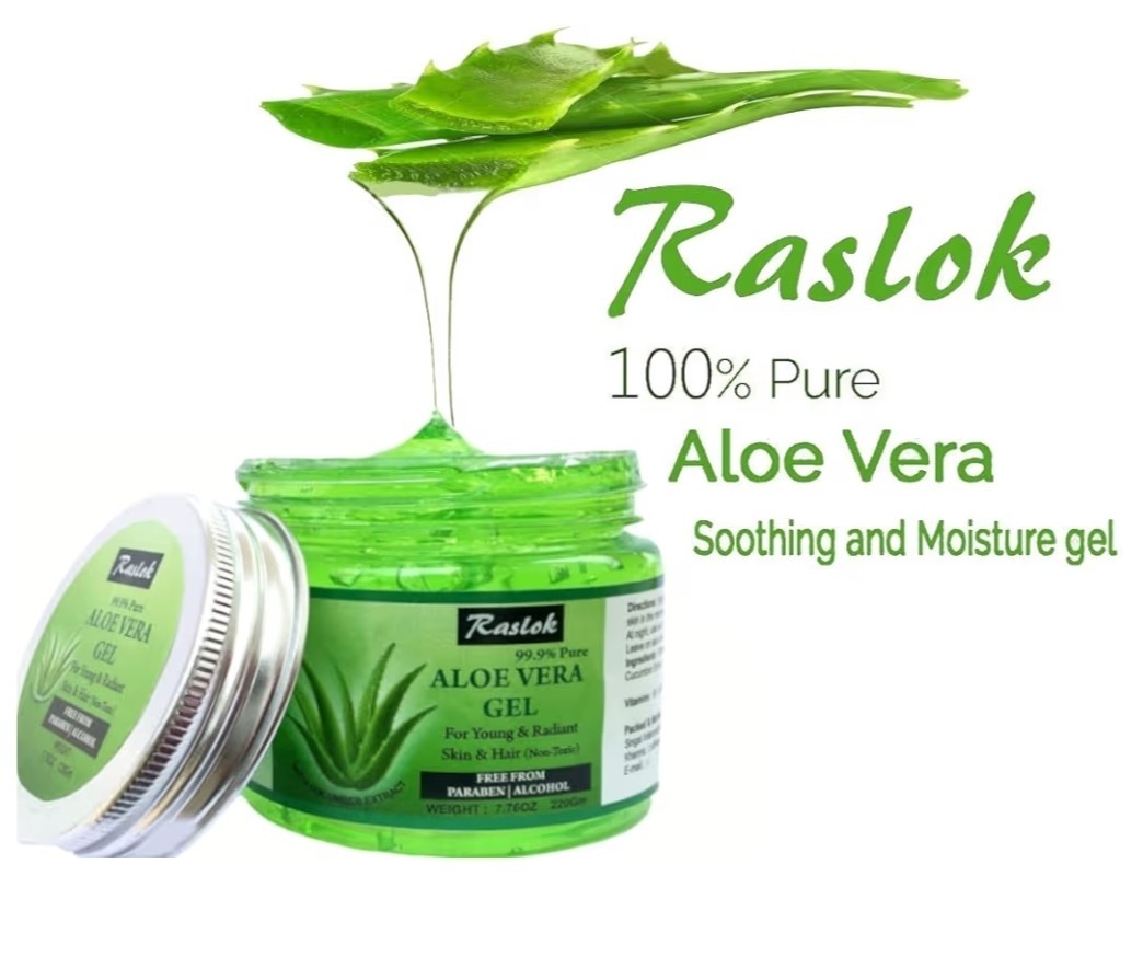 Raslok Aloe Vera Gel Cucumber 7.76oz Pure Organic Moisturizer Face Skin Hair