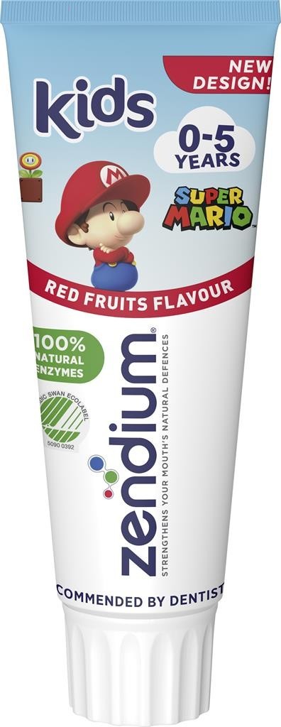 5 x Zendium kids 0-5 years Super Mario Extra Fresh Toothpaste 75ml |