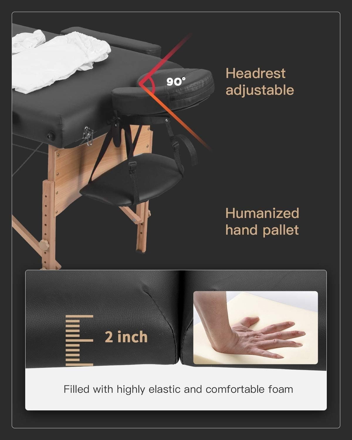 Luxury Portable 3 Folding Massage Bed – 28″ Wide with Oil Pouch & Towel Hanger