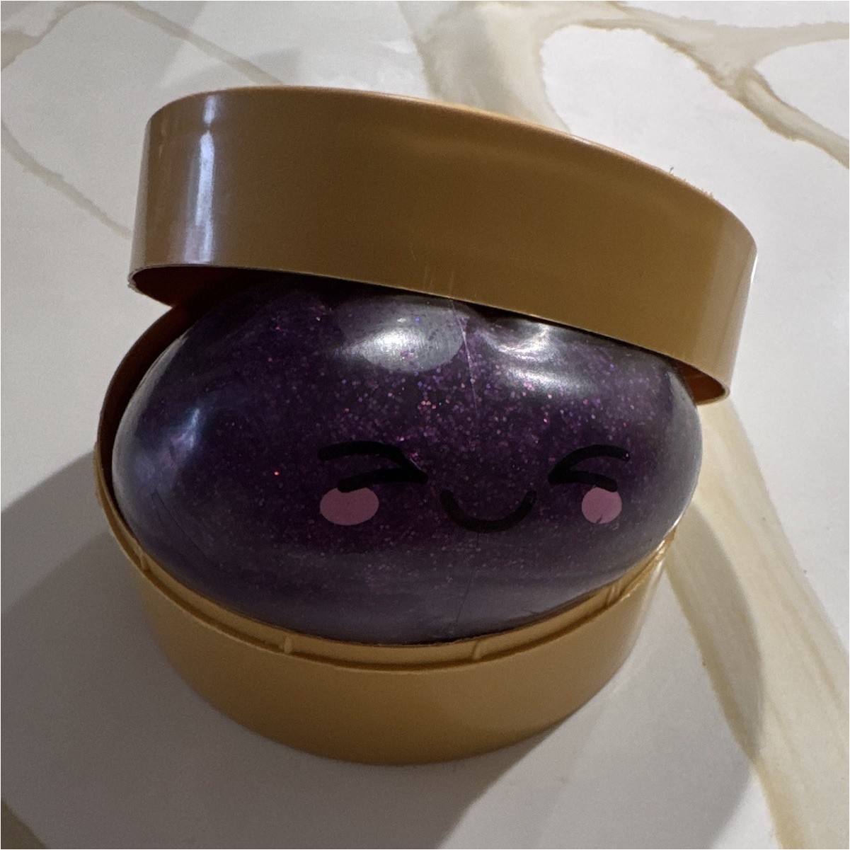 Purple Glitter Plastic Squeeze Stress Ball, 3 in Squishy Stress Reliever Toy