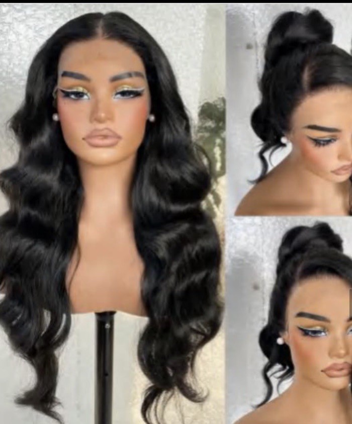 Women Curly Wig. Synthetic Frontal. High Quality Futura Black Glue-less