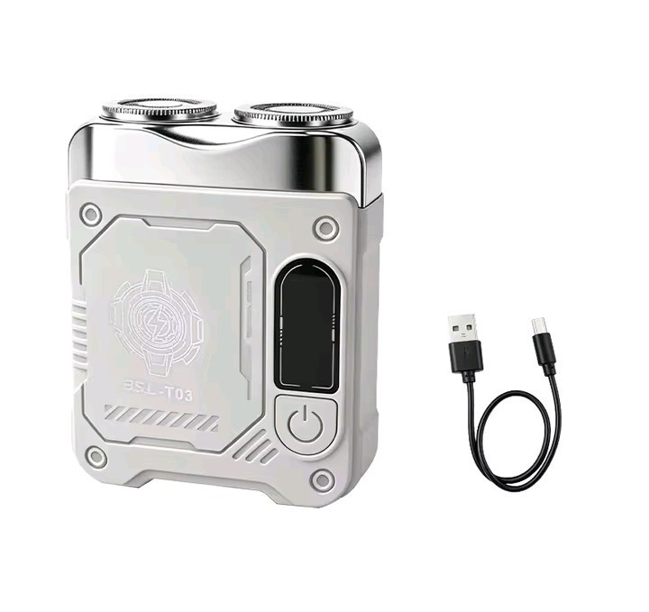 Portable Electric Beard Shaver Rechargeable Dual Head Rotary Razor for Men
