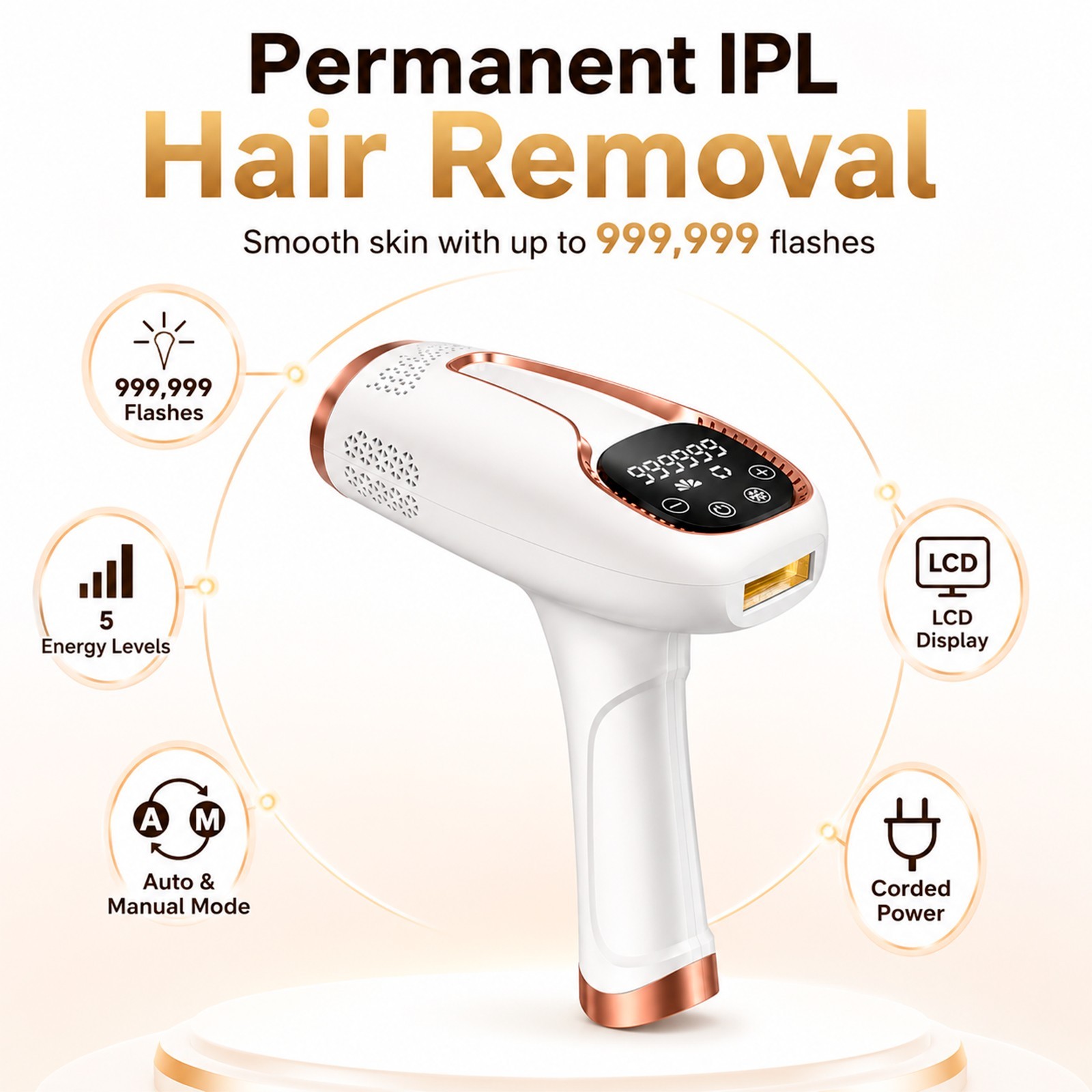 IPL Hair Removal Device for Women Laser Permanent Body Epilator 999,999 Flashes
