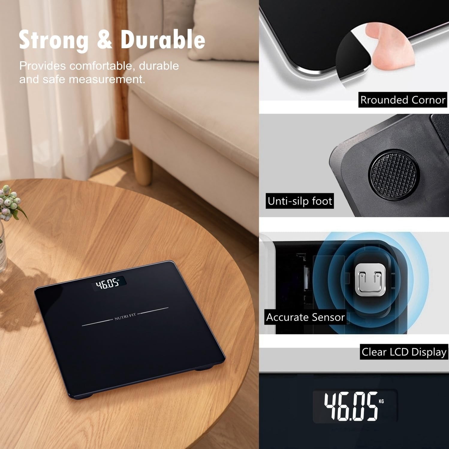 Scale for Body Weight, Digital Bathroom Scale with Backlit LED Display, Highly A