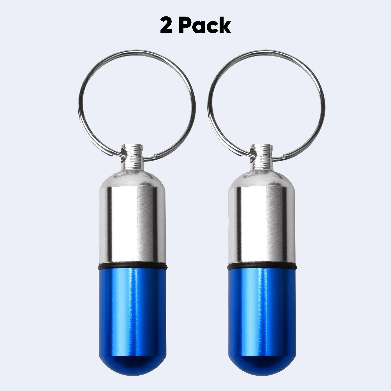 2x FDA Medicine Pill Capsule Bottle Drug Portable Container Holder Case Keychain