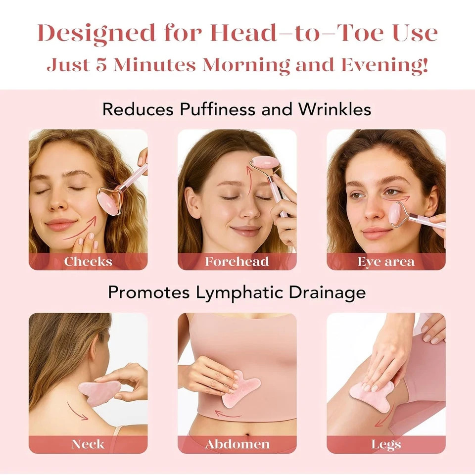 BAIMEI IcyMe Jade Roller & Gua Sha, Face Roller Redness Reducing Skin Care Tools