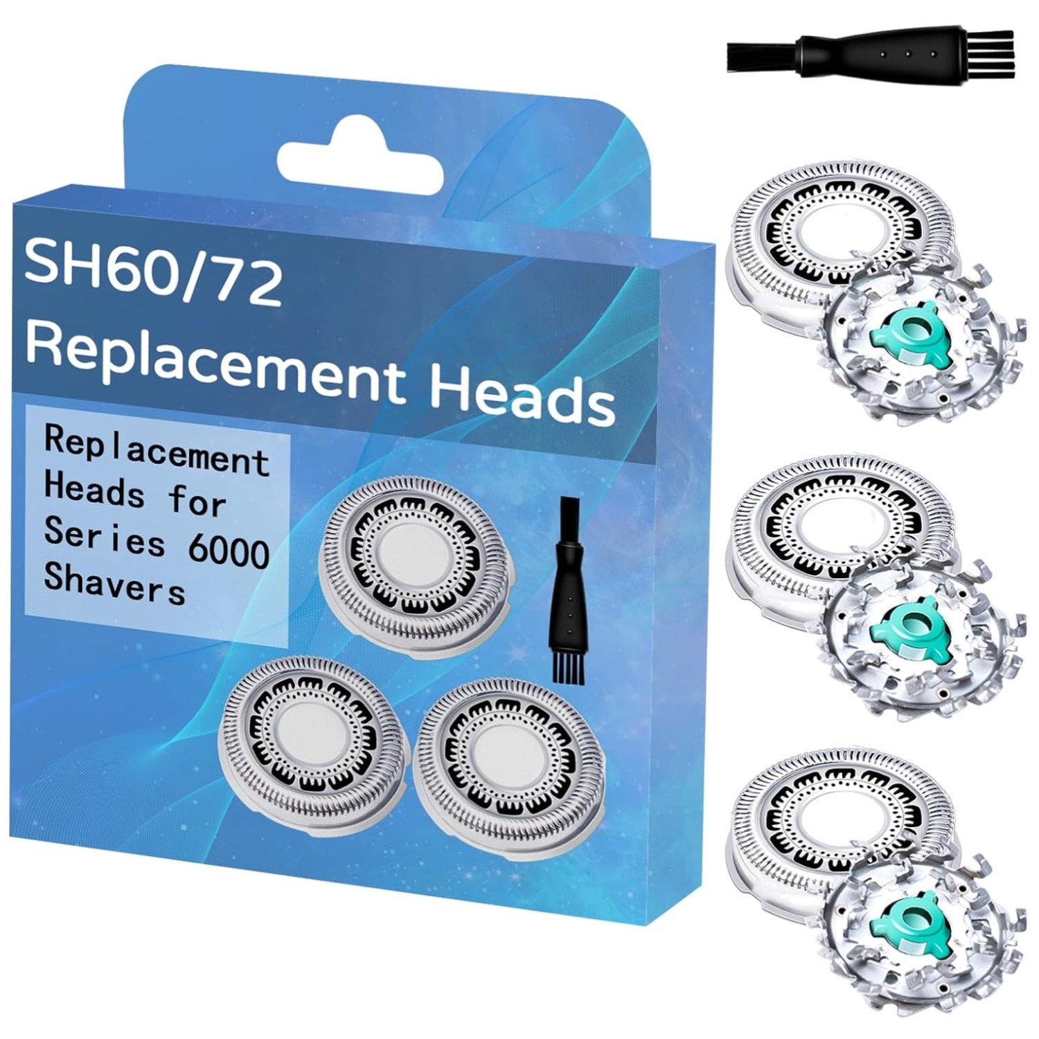 SH60/72 Replacement Heads for Philips Norelco Series 6000 Shavers – Smooth Shave