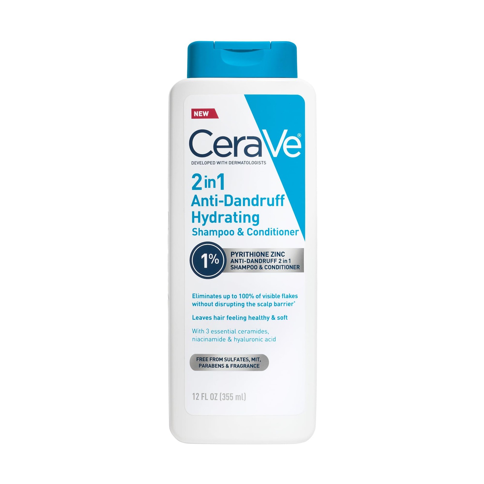 2-in-1 Hydrating Anti-Dandruff Shampoo & Conditioner, 1% Zinc, Sulfate-Free