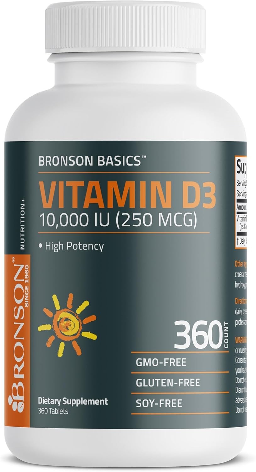 Vitamin D3 10000 IU 250mcg 360 Tablets 1 Year Supply Immune Support Non-GMO…