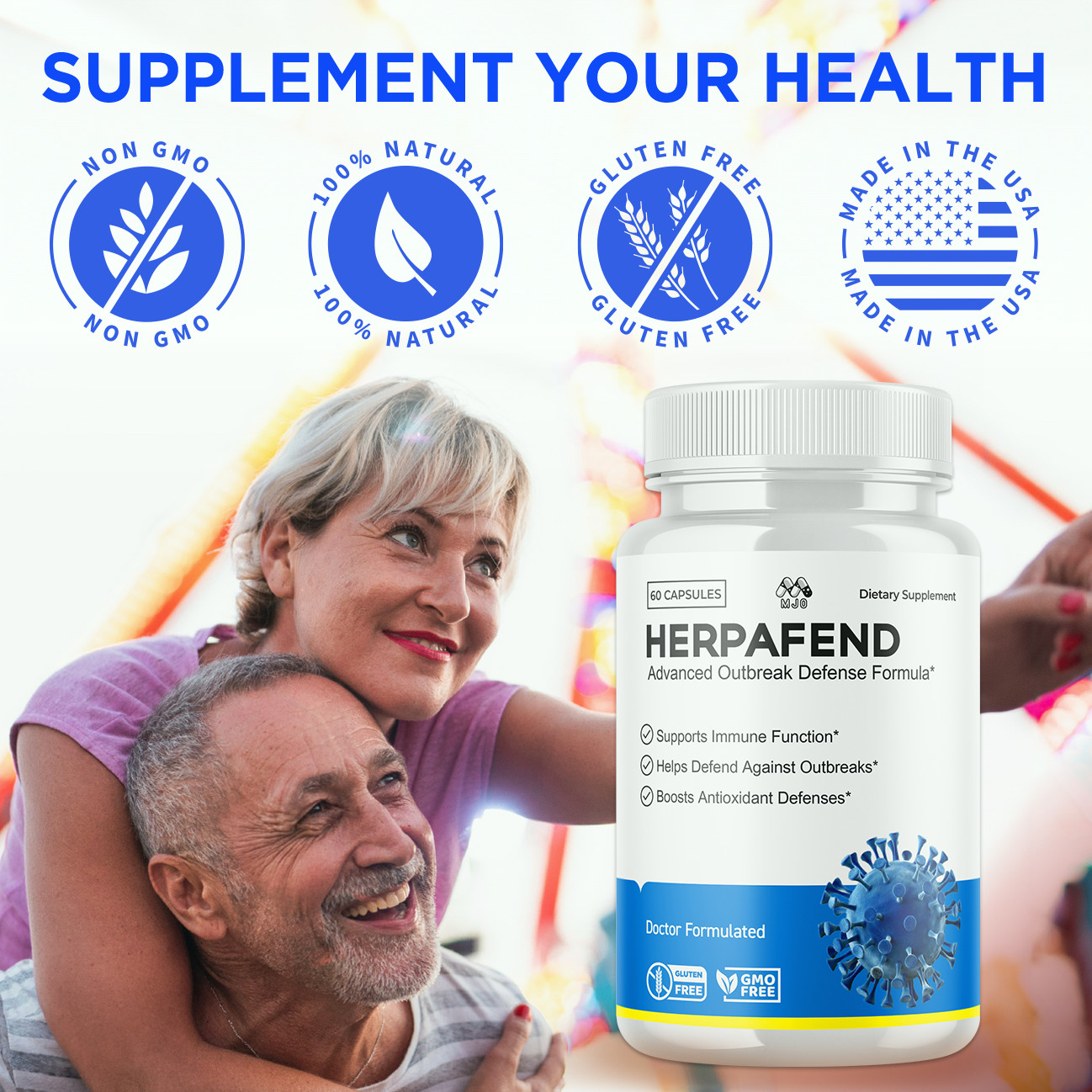 (5 Pack) Herpafend Advanced Formula Skin Health, Herpa Fend Pills (60 Capsules)
