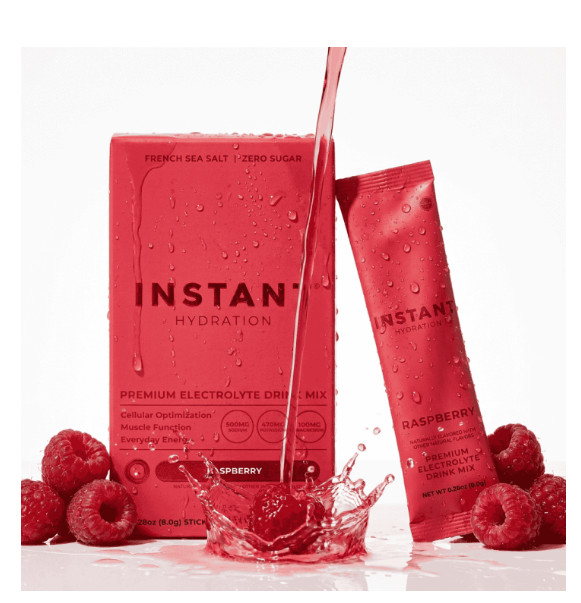 Instant Hydration Sugar Free Electrolyte Powder, Raspberry, 6 Sticks
