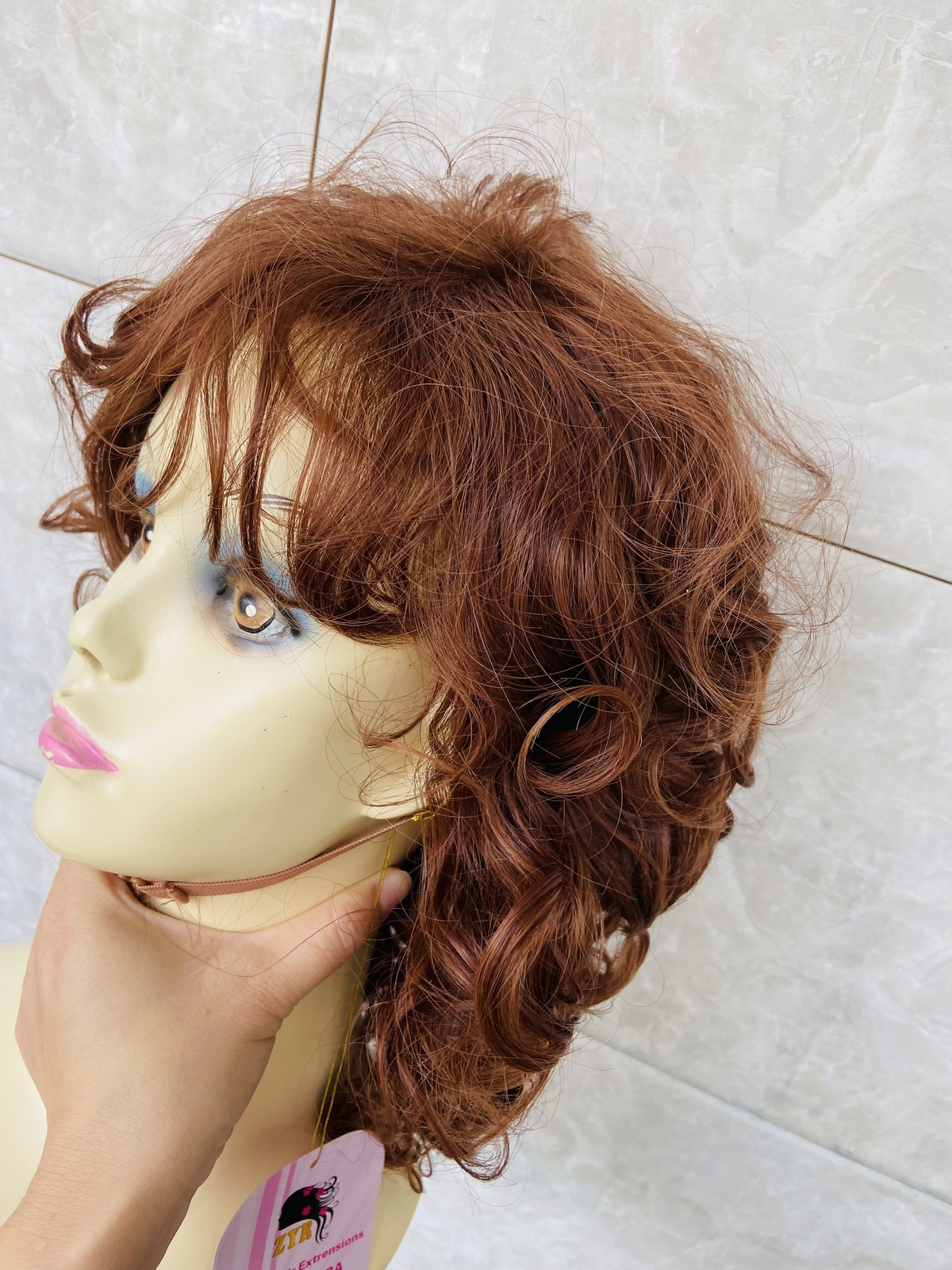 Medium Fluffy Wavy Auburn 33/30 Synthetic Hair Wigs Women Natural Fashion Wigs