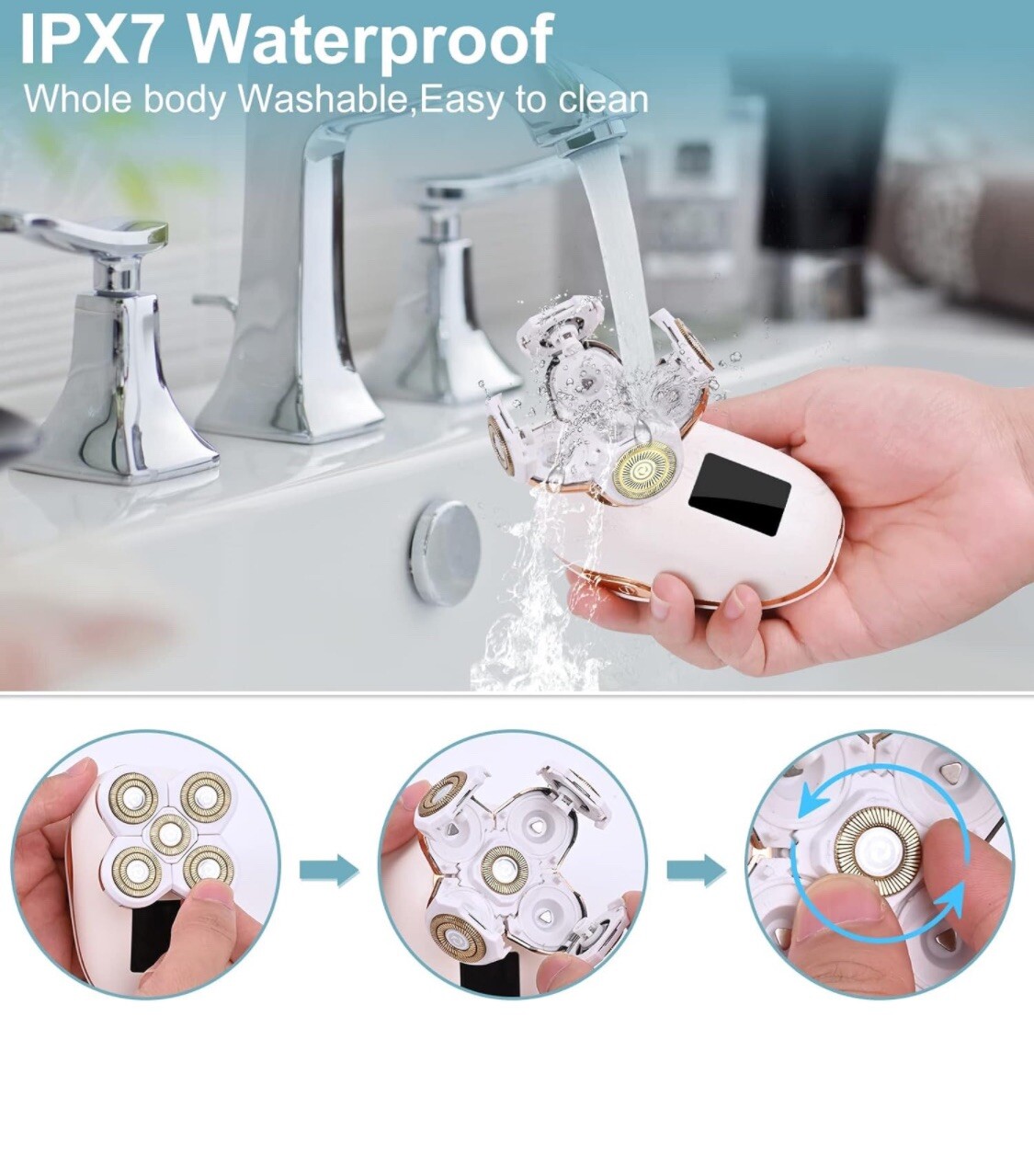 Electric Razor Shaver Women Facial Hair Removal under Arms Legs Pubic Bikini
