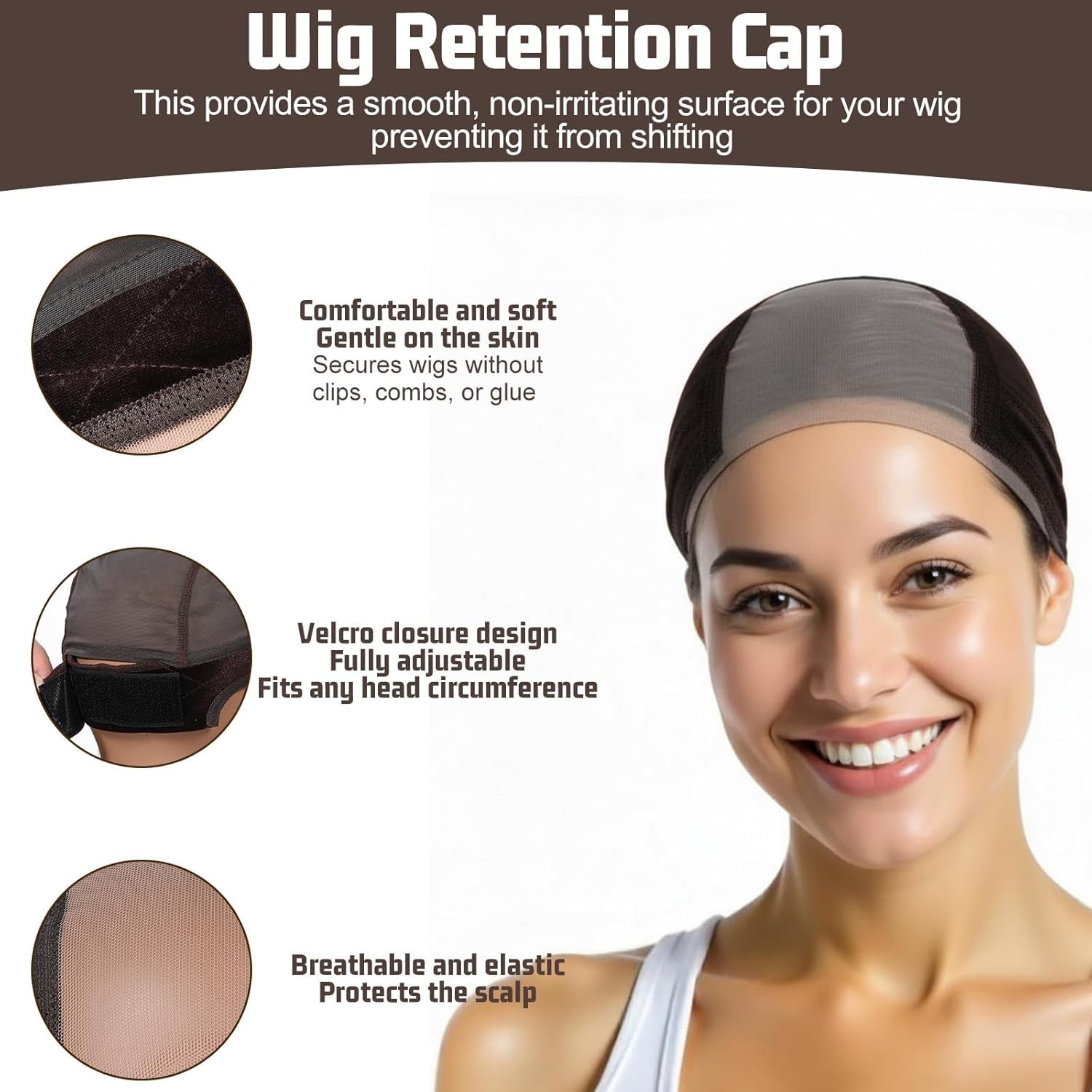 Non Slip, Glue less Wig Grip Cap with 4×5 Transparent Swiss Lace Front