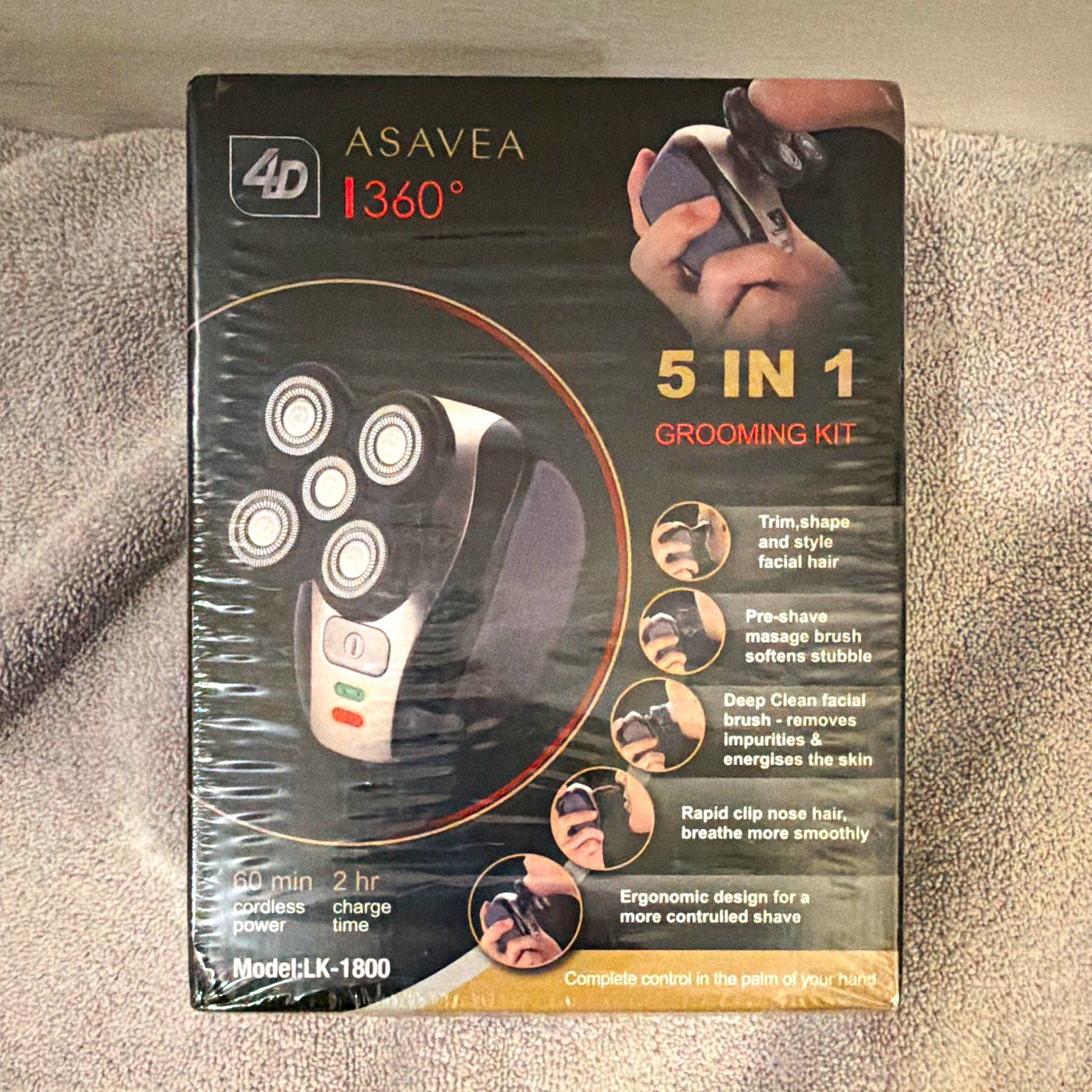 ASAVEA LK-1800 5-in-1 5-Head Rotary Shaver Kit Rechargeable Waterproof