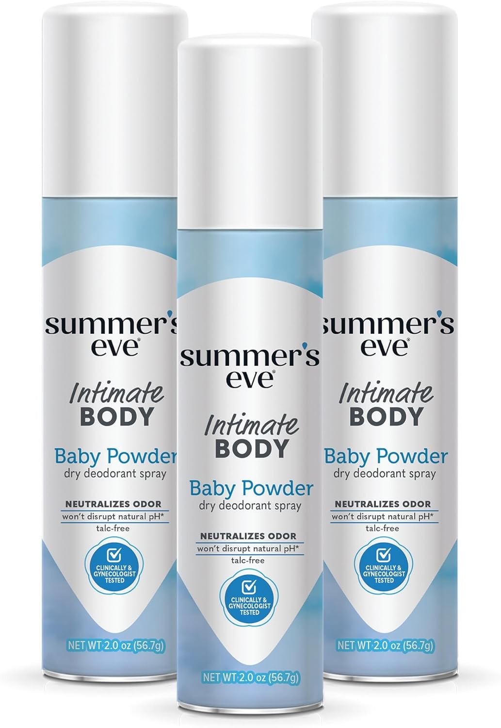 Summer’s Eve Baby Powder Feminine Spray Talc-Free Odor Control 3 Pack