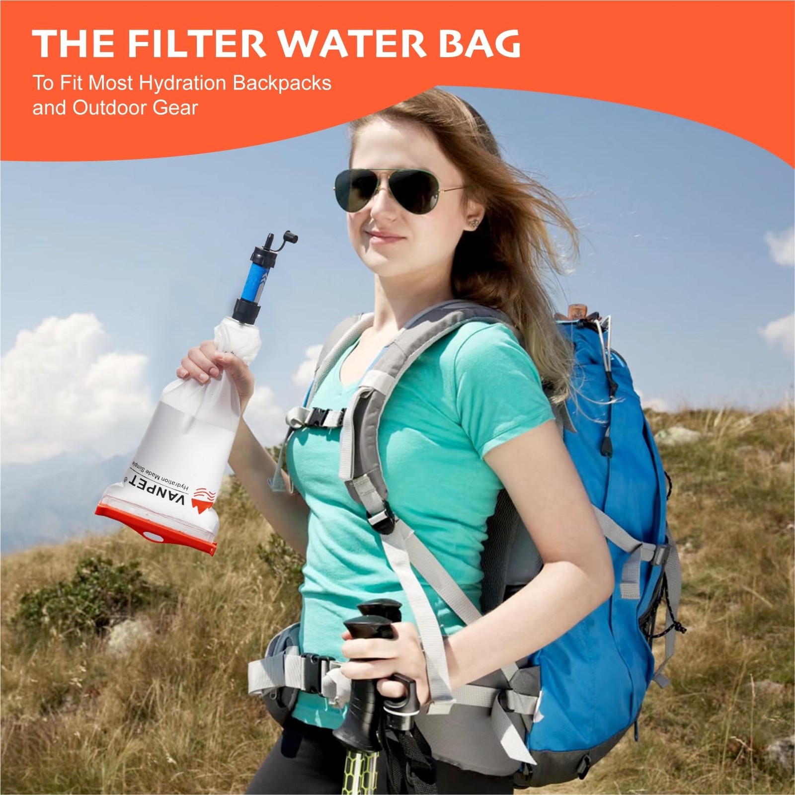 2L&1L Water Bag Compatible with Sawyer Squeeze Water Filter, Durable TPU Mate…
