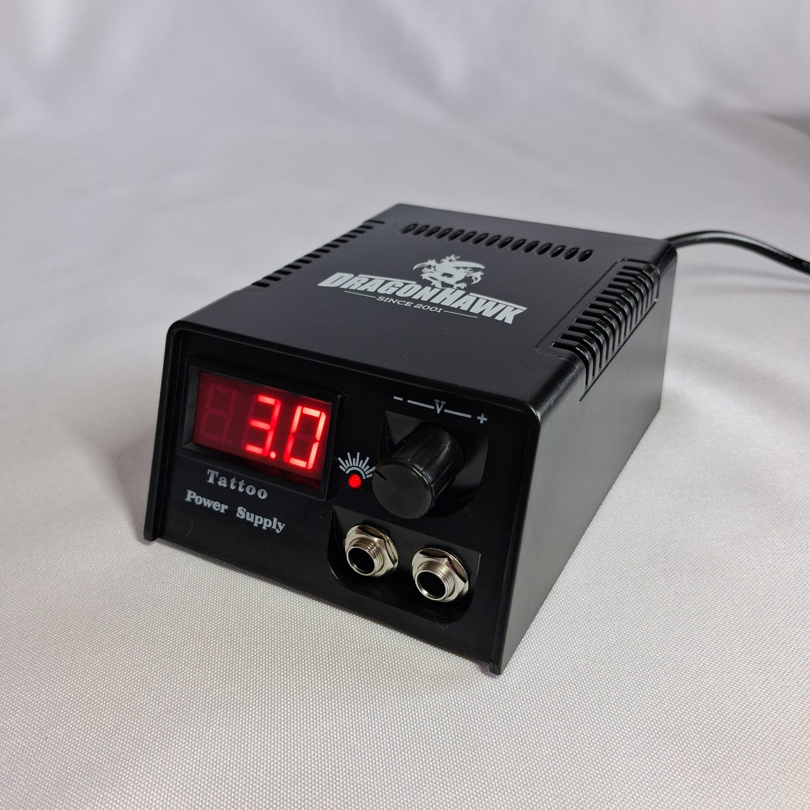 Dragonhawk Adjustable Digital Tattoo Power Supply, Black w/ Foot Pedal & Cords