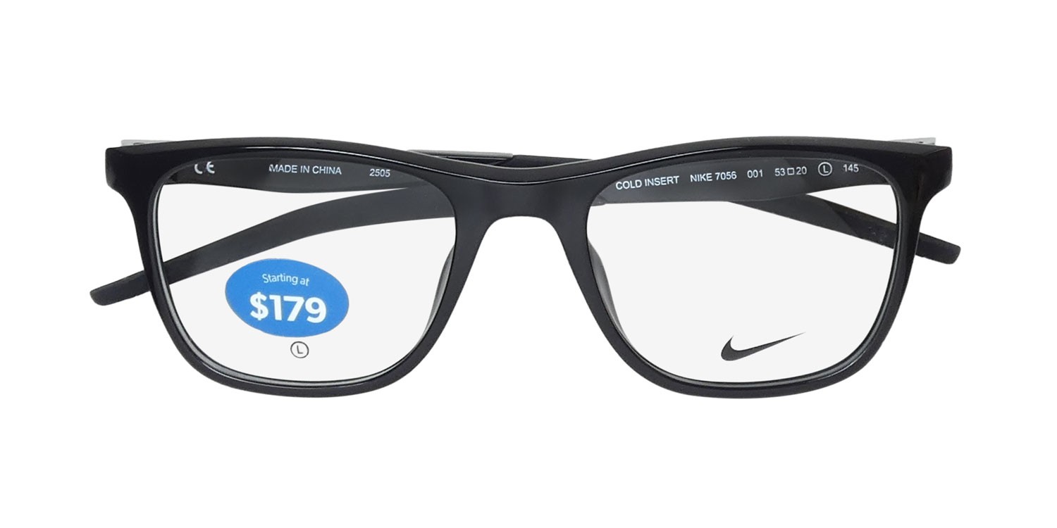 NEW NIKE 7056 GLASSES 001 MENS 53-20-145 BLACK SQUARE FULL-RIM PLASTIC