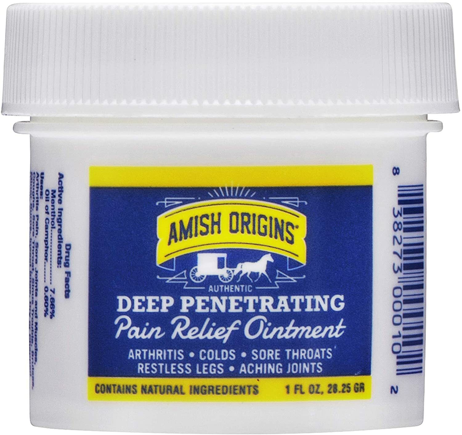 Amish Origins Deep Penetrating Pain Relief Ointment Restless Legs Arthritis 1 oz