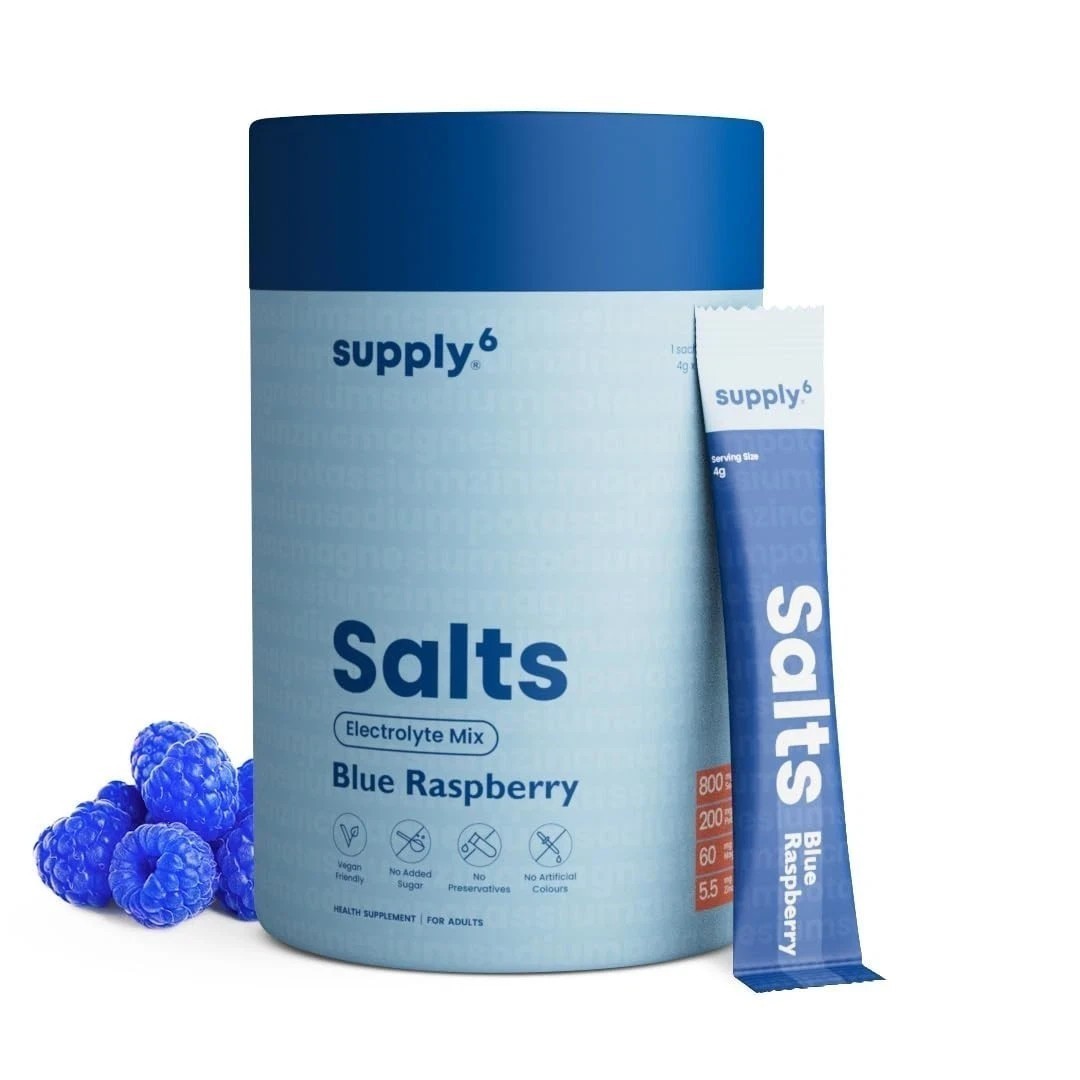 Supply6 Salts | Electrolyte Mix | Zero Added Sugar (54 Servings, Blue Raspberry)