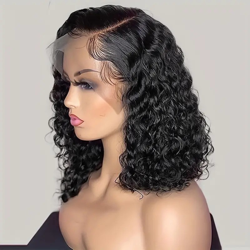Women Lace Front Afro Short Kinky Curly Baby Hair Side Part Synthetic Full Wig