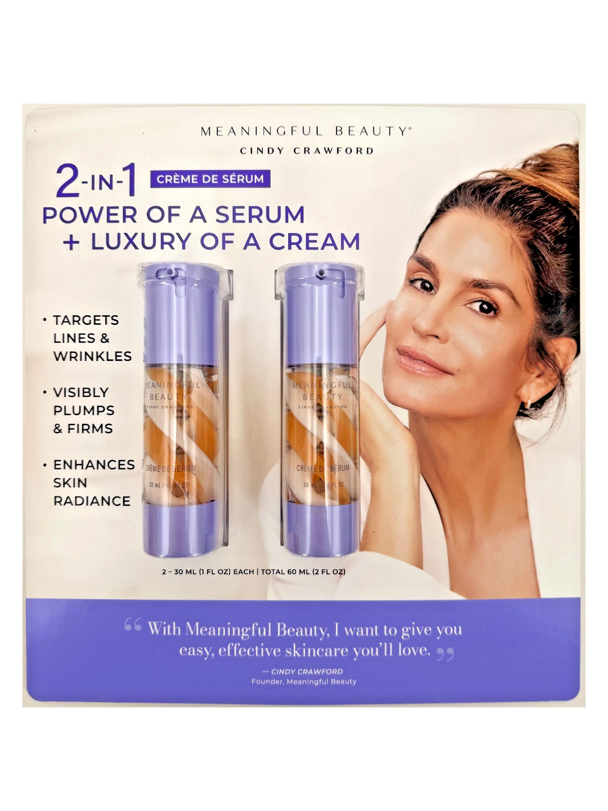 Meaningful Beauty Crème De Serum Facial Moisturizer Serum 2 Pack – 1 Fl Oz Each