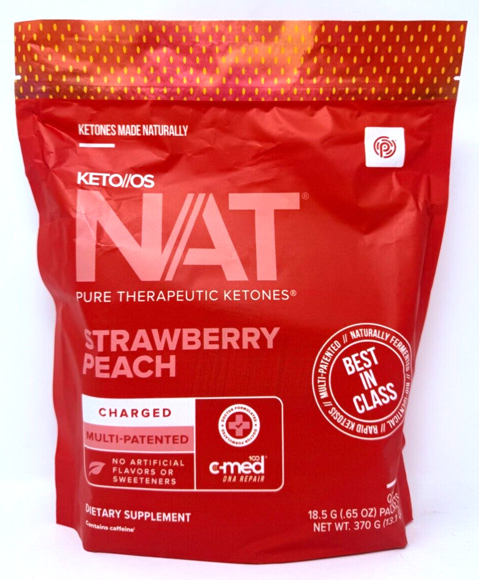 Pruvit Keto OS NAT Ketones – Charged – STRAWBERRY PEACH – 20 Packets NEW