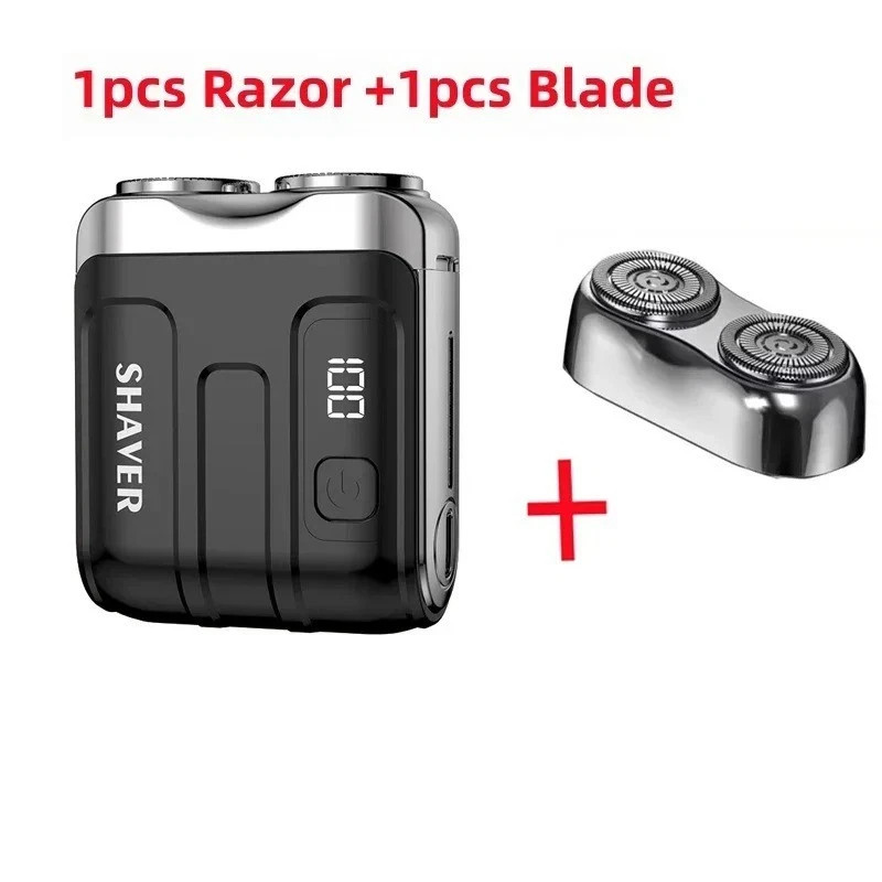 Wet Dry Use Dual Blades Waterproof Electric Smart Shaver USB Rechargeable Mini.